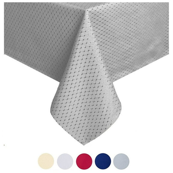 Tektrum 70 X 70 inch 70"X70" Square  Elegant Waffle Weave Check Jacquard Tablecloth Table Cover - Waterproof/Stain Resistant/Spill Proof/Wrinkle Free - Great for Dinner, Banquet, Parties (Grey)