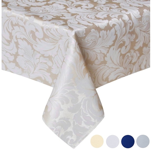 Tektrum 70 X 70 inch 70"X70" Square Damask Jacquard Tablecloth Table Cover - Waterproof/Spill Proof/Stain Resistant/Wrinkle Free/Heavy Duty- Great for Banquet, Parties, Dinner, Wedding (Beige)