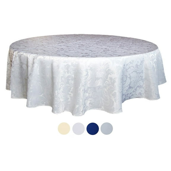 Tektrum 70 inch Round Damask Jacquard Tablecloth Table Cover - Waterproof/Spill Proof/Stain Resistant/Wrinkle Free/Heavy Duty- Great for Banquet, Parties, Dinner, Wedding (White)
