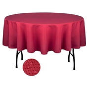 Tektrum 70 inch Round Elegant Waffle Weave Check Jacquard Tablecloth Table Cover - Waterproof/Stain Resistant/Spill Proof/Wrinkle Free - Great for Dinner, Banquet, Parties (Wine Red)