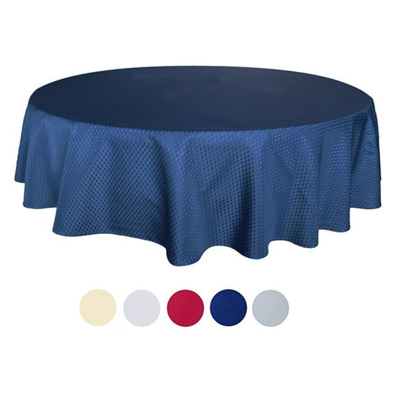 Tektrum 70 inch Round Elegant Waffle Weave Check Jacquard Tablecloth Table Cover - Waterproof/Stain Resistant/Spill Proof/Wrinkle Free - Great for Dinner, Banquet, Parties (Navy Blue)