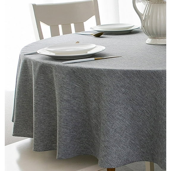 Tektrum 70 inch Round Faux Linen Textured Tablecloth Table Cover - Waterproof/Spill Proof/Stain Resistant/Wrinkle Free/Heavy Duty -Great for Banquet, Dinner, Wedding (Charcoal)