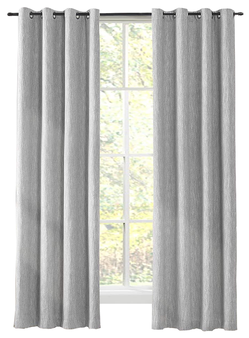 Gray Cotton Polyester Blackout Window Panel Curtains, 52in x 108in