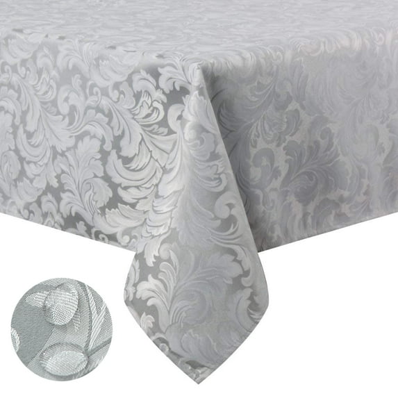 Tektrum Heavy Duty 60 X 120 inch Rectangular Damask Jacquard Tablecloth Table Cover - Waterproof/Spill Proof/Stain Resistant/Wrinkle Free - Great for Banquet, Parties, Dinner, Wedding (Silver Gray)