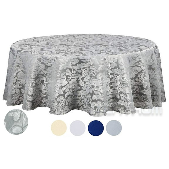 Tektrum Heavy Duty 70 inch Round Damask Jacquard Tablecloth Table Cover - Waterproof/Spill Proof/Stain Resistant/Wrinkle Free - Great for Banquet, Parties, Dinner, Restaurant, Wedding (Silver Gray)