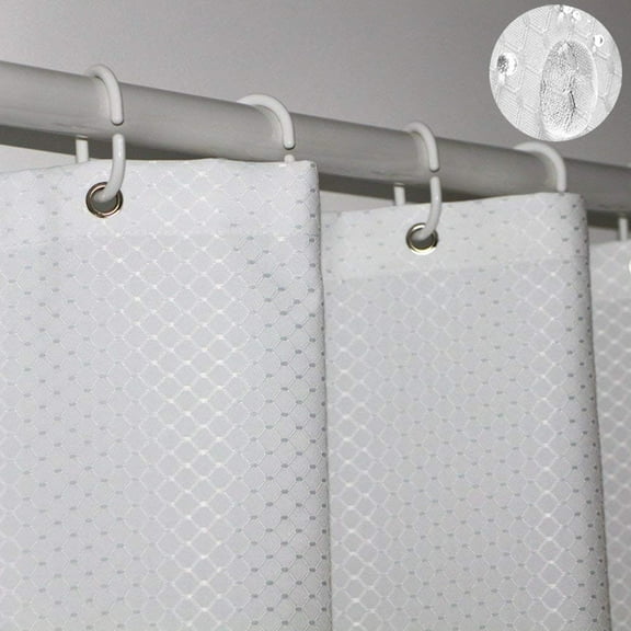 Tektrum Heavy Duty 72 by 72-inch Waffle Weave Jacquard Shower Curtain with Hooks for Hotel Home, Water Repellent, Mildew Resistant Antibacterial Bathroom Curtains, Rust Proof Metal Grommets (White)