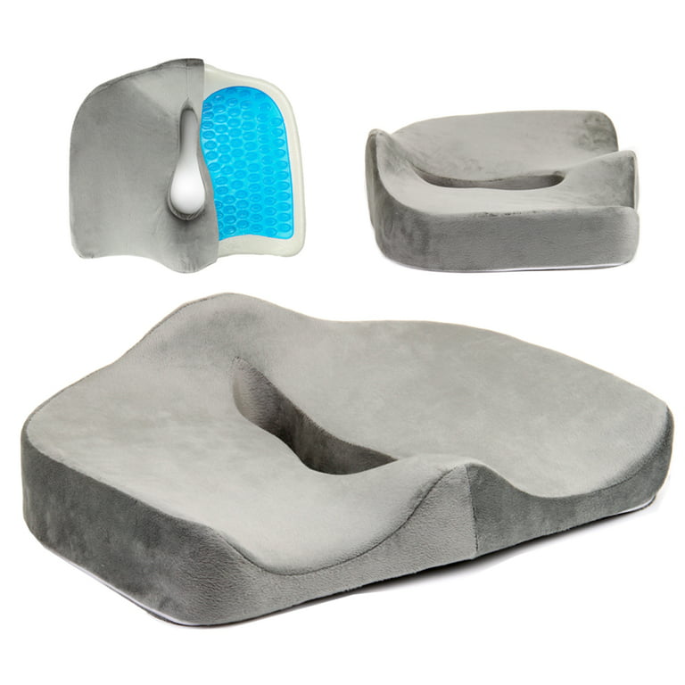 Tektrum Orthopedic Cool Gel Enhanced Seat Cushion, Gel Memory Foam Coccyx Cushion for Back Pain, Sciatica, Tailbone, Prostate, Sitting Long Hours 
