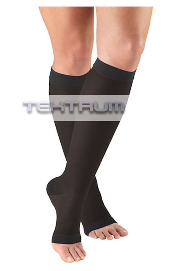 - A Pair of Knee High Firm Graduated Compression Socks 23-32mmHg for Men & Women - Best for Maternity Pregnancy, Sports, Flight Travel - Open Toe, Black, Medium US/Large EU