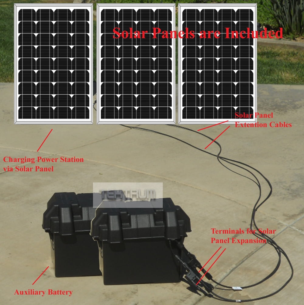 Tektrum Portable 1500w (3000w Peak) Powerpack Power Source Station With 1800Wh/150Ah (50Ah+100Ah) Battery, 300w (3x100w) Solar Panel - Power up AC, Fridge - Plug-N-Play