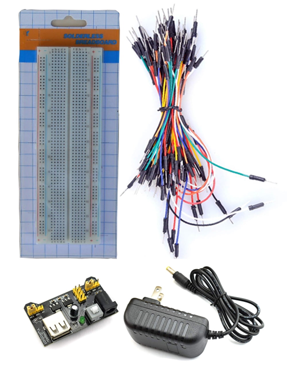 Tektrum Solderless 830 Tie-Points Experiment Plug-in Breadboard Kit with Jumper Wires, Power Module, AC Wall Adapter for Proto-Typing Circuit/Arduino/Raspberry Pi