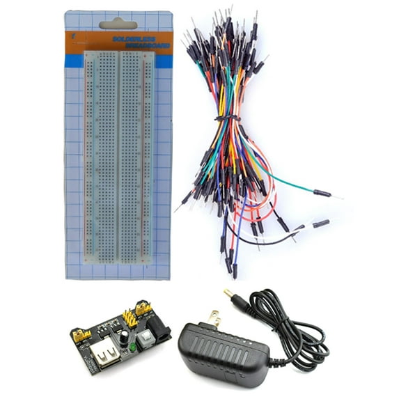 Tektrum Solderless 830 Tie-Points Experiment Plug-in Breadboard Kit with Jumper Wires, Power Module, AC Wall Adapter for Proto-Typing Circuit/Arduino/Raspberry Pi