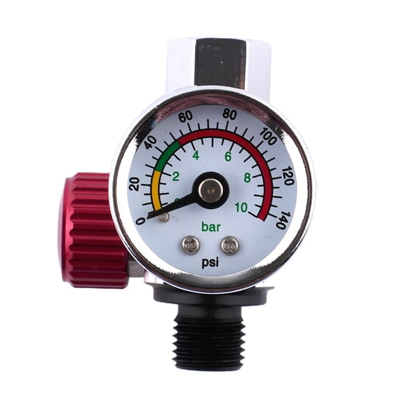 Tekuisi 1/4 Air Valve Regulator Tool Tail Pressure Gauge Nozzle for SprayGun Mini