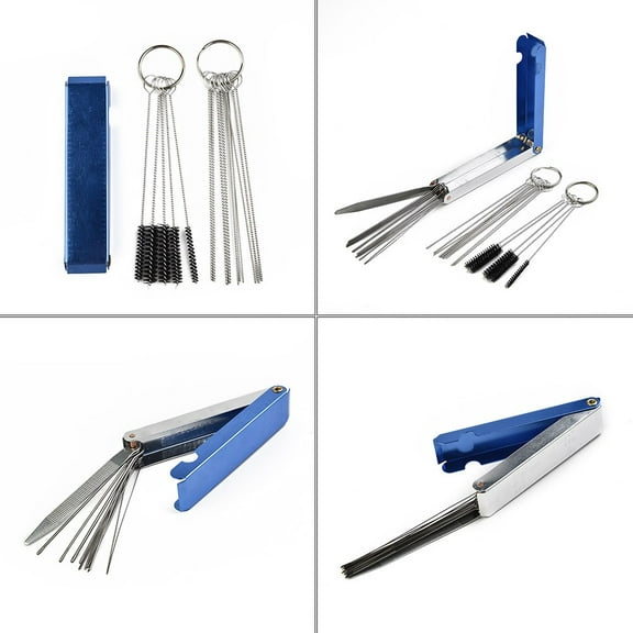 Tekuisi 18 In 1 Set Motorcycle ATV Carburetor Cleaning Brush Dirt Jet Remove Tool Kit Auto Motorcycle Welder Carb Chainsaw Cleaner Tool