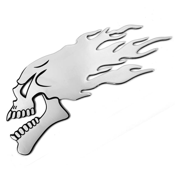 Tekuisi 2pcs Motorbike Motorcycle Tank-Car Sliver Flaming Skull 3D Gel Sticker Decal L/R Pair 14*6cm Motorcycle Equipments