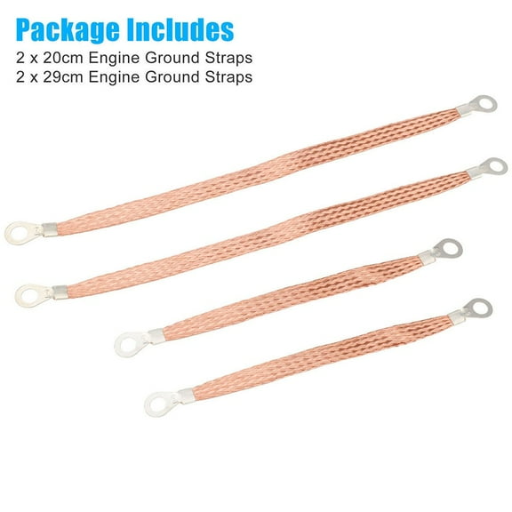 Tekuisi 4pcs Engine Ground Strap Copper Cable Kit Car Truck Body Frame Universal Battery Parallel Modification Line Car Grounding Wire