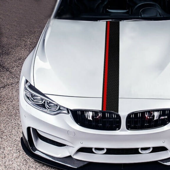 Tekuisi Car Racing Stripes 5D Carbon Fiber Car Rally Racing Stripes Front Hood Decal Wrap Sticker Portable Car Wrap Styling Accessories