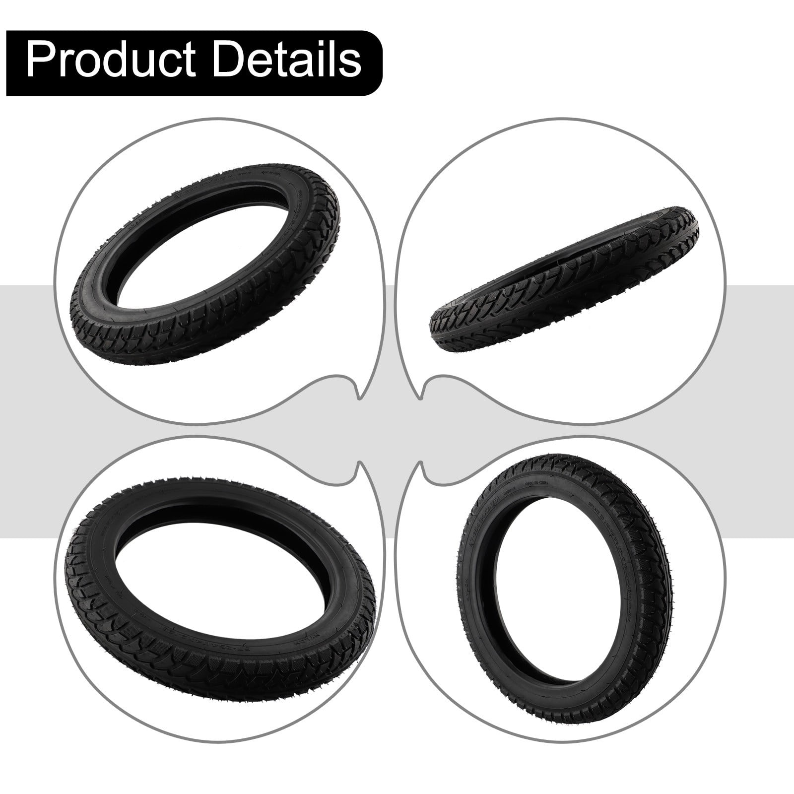 Tekuisi Premium 14-Inch Electric Vehicle Tire Tubeless 14x2.125(57-254) Wearproof Rubber Escooter Scooter Tyre E-Scooters E-Bikes Part