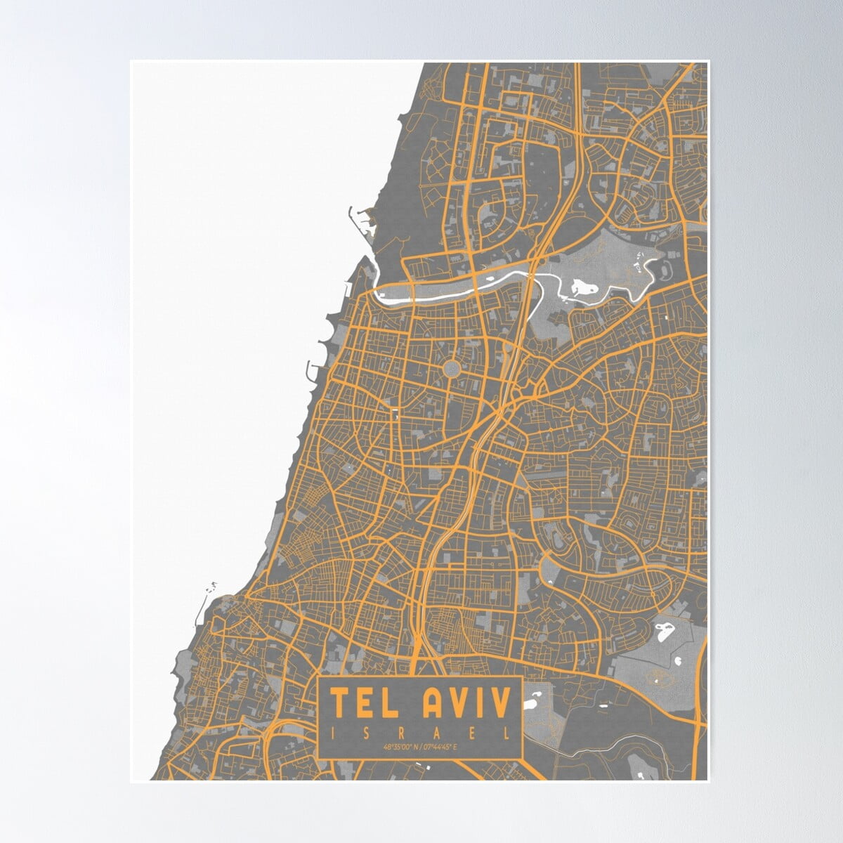 Tel Aviv City Map Of Israel - Bauhaus Poster Wall Art, Modern Wall ...