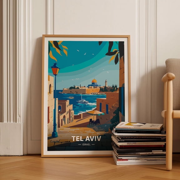 Tel Aviv Cityscape Art Print Israel Travel Poster C201683