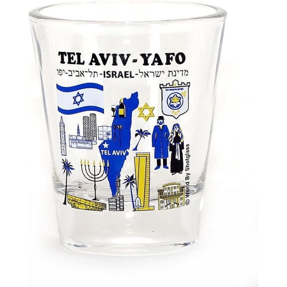 Tel Aviv-Yafo Israel Landmarks and Icons Collage Shot Glass