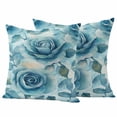 thumbnail image 1 of Tel Blue Roses Outdoor Waterproof Pillow Covers, Spring Botanical Leaves Decorative Square Throw Pillowcase Sofa Cushion Sham for Patio/Couch/Chair, 20"x20" 2 Pack, 1 of 8