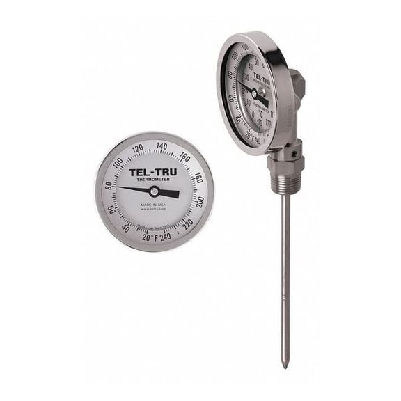 Tel-Tru Analog Dial Thermometer,Stem 2-1/2" L BC550R-0253