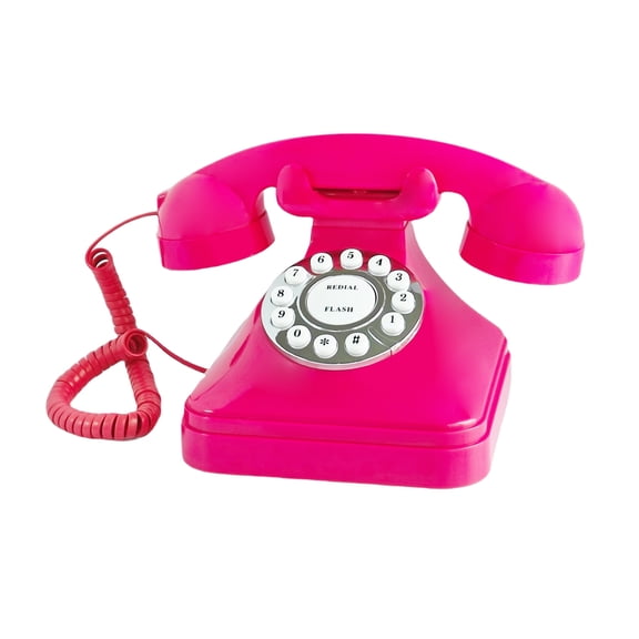 TelPal Corded Pink Retro Landline Home Phone, Basic Pink Decorative Analog Telephone Set, Senior Phone for Home/Office/Hotel