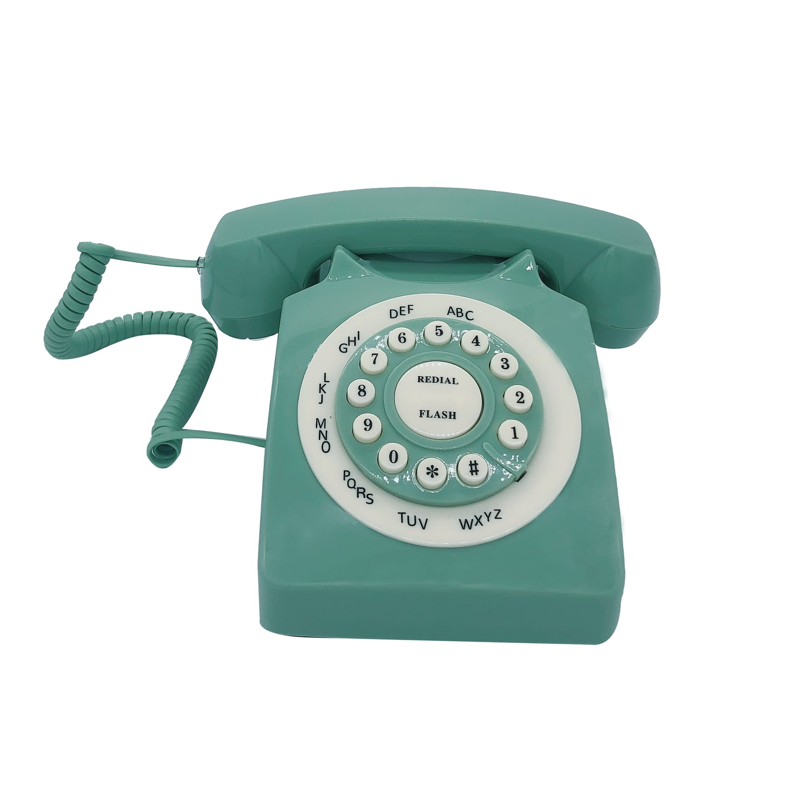 TelPal Green Corded Retro Landline Phone, Classic Vintage Old Fashion