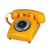 TelPal Orange Corded Retro Phone,Old Fashion Landline Telephone with Rotary Dial Keypad, Decorative Classic 1930s Antique Vintage Phones for Home Office Hotel