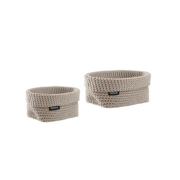 Tela Crochet Storage Basket Set, Beige - Moonbeam