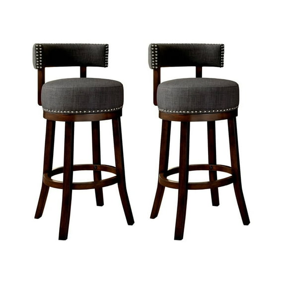 Tela Wood Counter Height Chairs Bar Stools , Dark Gray, Set of 2