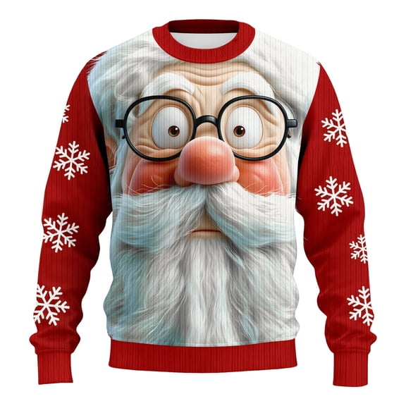 Telankuip 2025 Funny Christmas Sweatshirts for Men Crewneck Long Sleeve Xmas Holiday Pullovers for Couple Trendy Letter Pattern Printed Loose Cozy Hoodless Tops Red4 S