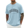 thumbnail image 1 of Telankuip 2026 Summer Mens T Shirts Fashion Letter Printed Raglan Sleeve Round Neck Athletic Tops Soft Comfortable Thin Workout Graphic Tees Simple Stylish T-Shirt for Daily Wear Light Blue XXXXXL, 1 of 4