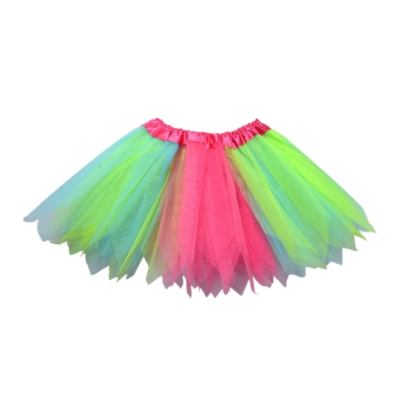 Telankuip 3 Layered Tutu Skirts Tulle Fashion Colorful Asymmetrical Hem 1980s Dance Short Ballet Skirt Elastic Waisted Fluffy Dancing Outfits Green One Size