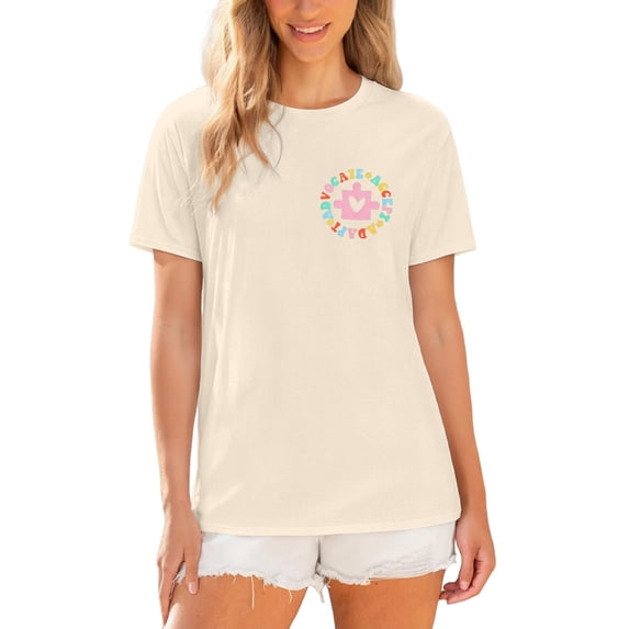 Telankuip Awareness Graphic T Shirts for Unisex Casual and Comfortable Casual Crewneck Short Sleeve Graphic Tee for Adult Support Lightweight Comfy Summer Workout T-Shirt Top Beige XXXXXXL