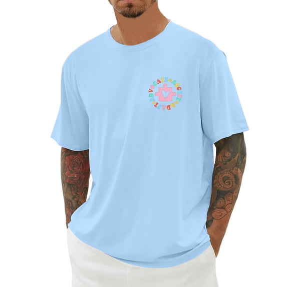 Telankuip Awareness Graphic T Shirts for Unisex Casual and Comfortable Casual Crewneck Short Sleeve Graphic Tee for Adult Support Lightweight Comfy Summer Workout T-Shirt Top Light Blue XS