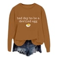 thumbnail image 1 of Telankuip Bad Day to Be a Egg Sweatshirts for Women Retro Crewneck Long Sleeve Pullover Hoodless Casual Workout Tops for Daily Wear Soft Comfort Fall Winter Outfits 1-Brown M, 1 of 3