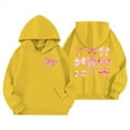 thumbnail image 1 of Telankuip Bow Hoodies for Teen Girls Fall Winte Trendy Cute Preppy Graphic Printed Long Sleeve Pullover Sweatshirts Loose Comfort Warm Outdoor Activewear Running Hooded Tops Yellow 12-18 Months, 1 of 3