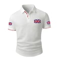 thumbnail image 1 of Telankuip British Celebration Flag Print Polo Shirts for Men Classic Lapel Button Short Sleeve Pullover Top Summer Soft Comfy Breathable Waffle Tee for Business Leisure Wear 9-White XXL, 1 of 3