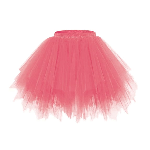 Telankuip Candy Colors Tutu Skirts for Women 2025 50s Vintage Layered Ballet Bubble Dance Skirt for Party Lightweight Comfy Irregular Hem Mini Short Dress Pink XL