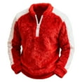 thumbnail image 1 of Telankuip Christmas Half Zip Pullovers Mens Fuzzy Warm Comfort Hoodless Sweatshirts Cozy Winter Long Sleeve Color Block Casual Holiday Clothes Red XL, 1 of 3