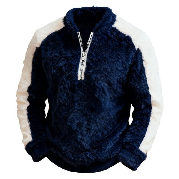 Telankuip Christmas Half Zip Pullovers Mens Fleece Fuzzy Warm Comfort Hoodless Sweatshirts Cozy Winter Long Sleeve Color Block Casual Holiday Clothes Black XXL