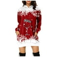 thumbnail image 1 of Telankuip Christmas Hoodies Dress for Women Long Sleeve Warm Comfy Red Print Long Sweatshirts Casual Light Merry Xmas Loose Soft Gradient Hooded Pullover Tops Red XL, 1 of 6