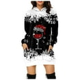 thumbnail image 1 of Telankuip Christmas Hoodies Dress for Women Long Sleeve Warm Comfy Red Print Long Sweatshirts Casual Light Merry Xmas Loose Soft Gradient Hooded Pullover Tops Black S, 1 of 6