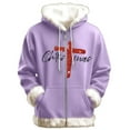 thumbnail image 1 of Telankuip Christmas Hoodies for Men Fuzzy Trim Zip up Drawstring Hooded Sweatshirts Christian Faith Long Sleeve Full Zipper Pullovers Oversized Xmas Holiday Tops Light Purple XL, 1 of 3