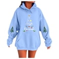 thumbnail image 1 of Telankuip Christmas Hoodies Sweatshirts for Women Cute Letter X-Mas Tree Drawstring Pullover Hoodies Oversized Drop Shoulder Cozy Long Sleeve 2025 Xmas Holiday Hooded Tops Light Blue S, 1 of 4
