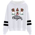 thumbnail image 1 of Telankuip Christmas Hoodies for Women Vintage Cute Santa Claus Casual Soft Comfort Xmas Sweatshirts Trendy Letter Printed Striped Long Sleeve Loose Drawstring Pullover Tops White XL, 1 of 2
