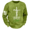 thumbnail image 1 of Telankuip Christmas Ribbing Sweatshirts for Men Plus Size Santa Claus Large Head Pattern Xmas 3D Print Hoodless Pullover Tops Oversized Long Sleeve Loose Comfy Winter Clothes Green XXL, 1 of 3