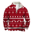 thumbnail image 1 of Telankuip Christmas Sweatshirts for Men Fashion Xmas Graphic Print Quarter Zipper Pullover Sweatshirt Long Sleeve Fleece Stand Collar Loose Winter Warm Comfort Retro Tops Red1 XXXL, 1 of 2