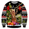 thumbnail image 1 of Telankuip Christmas Sweatshirts for Men Women Funny Animal Graphic Long Sleeve Crewneck Pullovers Shimmer 3D Print Xmas Holiday Stylish Winter Warm Tops Black3 XXXXL, 1 of 4